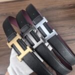 Hermès H Reversible Leather Belt Black And Gold 25Mm - Image 3