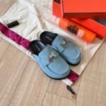 Hermes Go Mule H Sandal Blue - Image 4