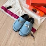 Hermes Go Mule H Sandal Blue - Image 3