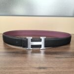 Hermès H Reversible Leather Belt Black And Silver 25Mm - Image 2