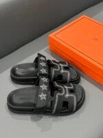 Hermes Chypre Sandal Star Stitched Noir H232142Z 02340 - Image 3