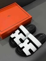 Hermes Chypre Sandal Blanc Calfskin White H222100Z 90345 - Image 9