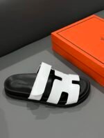 Hermes Chypre Sandal Blanc Calfskin White H222100Z 90345 - Image 8