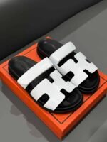 Hermes Chypre Sandal Blanc Calfskin White H222100Z 90345 - Image 6