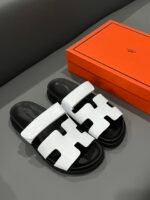 Hermes Chypre Sandal Blanc Calfskin White H222100Z 90345 - Image 2