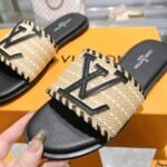 Louis Vuitton Lock It Flat Raffia Mules Black - Image 5