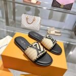 Louis Vuitton Lock It Flat Raffia Mules Black - Image 7