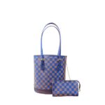 Louis Vuitton Damier Marais Bucket Tote Bag Navy Blue And Brown 26Cm N42240