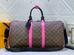 Louis Vuitton Keepall Bandoulière 50 Brown And Pink Macassar Canvas - Image 10