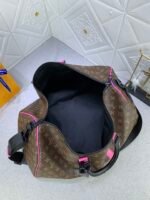 Louis Vuitton Keepall Bandoulière 50 Brown And Pink Macassar Canvas - Image 3