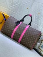 Louis Vuitton Keepall Bandoulière 50 Brown And Pink Macassar Canvas - Image 9