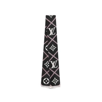 Louis Vuitton Lv Croisillon Bandeau Silk Black 120Cm