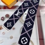 Louis Vuitton Lv Croisillon Bandeau Silk Black 120Cm - Image 4