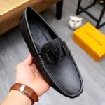Louis Vuitton Loafer Matte Leather With Lv Logo In Black - Image 3