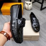 Louis Vuitton Loafer Alligator Polish Leather With Lv Logo In Black - Image 4