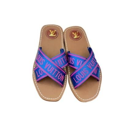 Louis Vuitton Cross Strap Flat Slides Blue