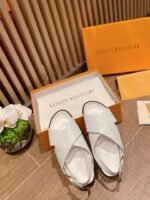 Louis Vuitton Monogram Embossed Paseo Flat Comfort Sandals White - Image 3