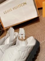 Louis Vuitton Monogram Embossed Paseo Flat Comfort Sandals White - Image 4