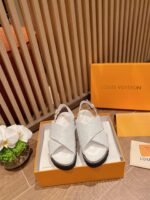 Louis Vuitton Monogram Embossed Paseo Flat Comfort Sandals White - Image 6