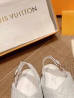 Louis Vuitton Monogram Embossed Paseo Flat Comfort Sandals White - Image 8