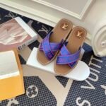 Louis Vuitton Cross Strap Flat Slides Blue - Image 2