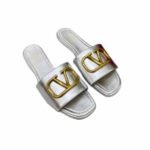 Valentino Garavani Vlogo Signature Slide Sandal Silver