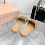 Miumiu Matelassé Nappa Leather Slides Sand Beige 5Xx605 88T F0036 F 010 - Image 8