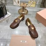 Miumiu Leather Loafers Brown - Image 2