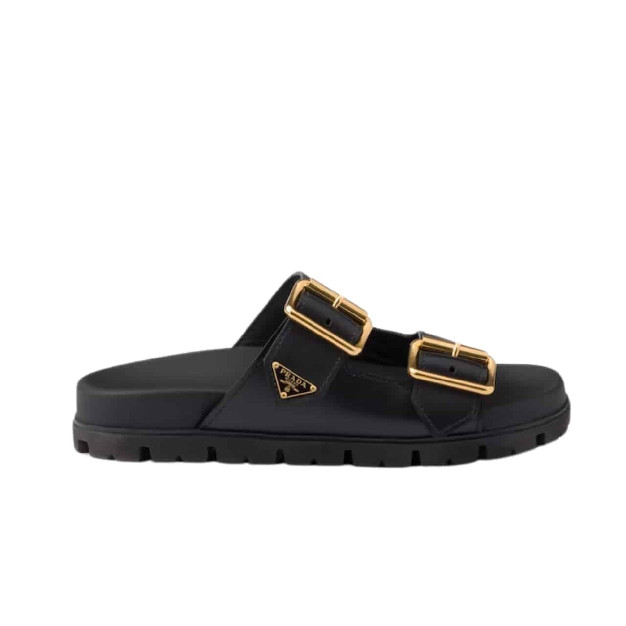 PLB-1 Prada Leather Strap Slides Black 1Xx692 3Lem F0002 F 020 - Image 1
