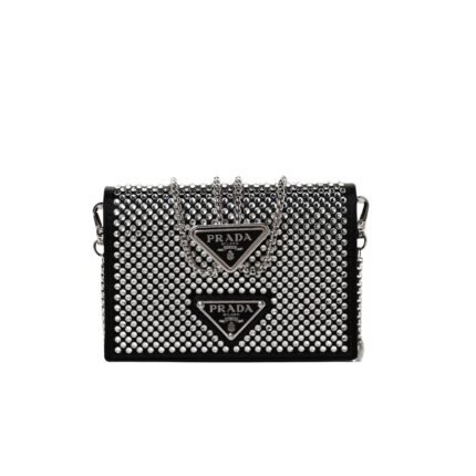 Prada Cardholder With Shoulder Strap And Crystals 13Cm 1Mr024 2Awl F0T7O