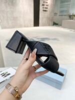 Prada Crossover Nappa Leather Sandals In Black - Image 4