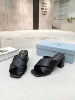 Prada Crossover Nappa Leather Sandals In Black - Image 7