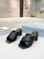 Prada Crossover Nappa Leather Sandals In Black - Image 9