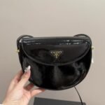 Prada Triangle Logo Patent Leather Shoulder Bag Black 17Cm - Image 2