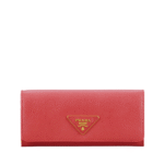Prada Saffiano Lux Leather Flap Continental Red Wallet 19Cm