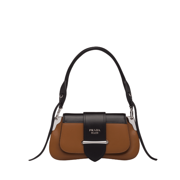 PRBAGS-1-80 Prada City Calfskin Sidonie Shoulder Bag Brown And Black 28Cm 1Bd168 - Image 1
