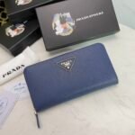 Prada Large Saffiano Triangle Zip Around Long Wallet Dark Blue 19Cm 1Ml506 Qhh F068Z - Image 10