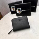 Prada Saffiano Leather Coin Purse Full Black Wallet 10Cm 1Mm268 Qwa F0016 - Image 10