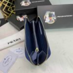 Prada Large Saffiano Triangle Zip Around Long Wallet Dark Blue 19Cm 1Ml506 Qhh F068Z - Image 2