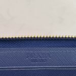Prada Large Saffiano Triangle Zip Around Long Wallet Dark Blue 19Cm 1Ml506 Qhh F068Z - Image 3