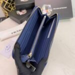 Prada Large Saffiano Triangle Zip Around Long Wallet Dark Blue 19Cm 1Ml506 Qhh F068Z - Image 4