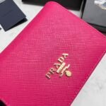 Prada Saffiano Leather Flap Small Wallet Dark Pink And Gold 10Cm 1Mv204 Qwa F0505 - Image 4