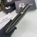 Prada Large Saffiano Triangle Zip Around Long Wallet Black 19Cm 1Ml506 Qhh F0002 - Image 7