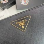 Prada Large Saffiano Triangle Zip Around Long Wallet Black 19Cm 1Ml506 Qhh F0002 - Image 4