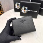 Prada Saffiano Leather Coin Purse Full Black Wallet 10Cm 1Mm268 Qwa F0016 - Image 7