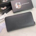 Prada Large Saffiano Triangle Zip Around Long Wallet Black 19Cm 1Ml506 Qhh F0002 - Image 3
