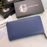 Prada Large Saffiano Triangle Zip Around Long Wallet Dark Blue 19Cm 1Ml506 Qhh F068Z - Image 8