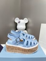 Prada Rubber Wedge Platform Sandals Light Blue - Image 3