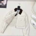 Prada Cropped Jacket Technical Canvas White - Image 8