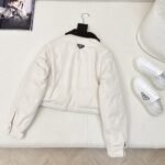 Prada Cropped Jacket Technical Canvas White - Image 9